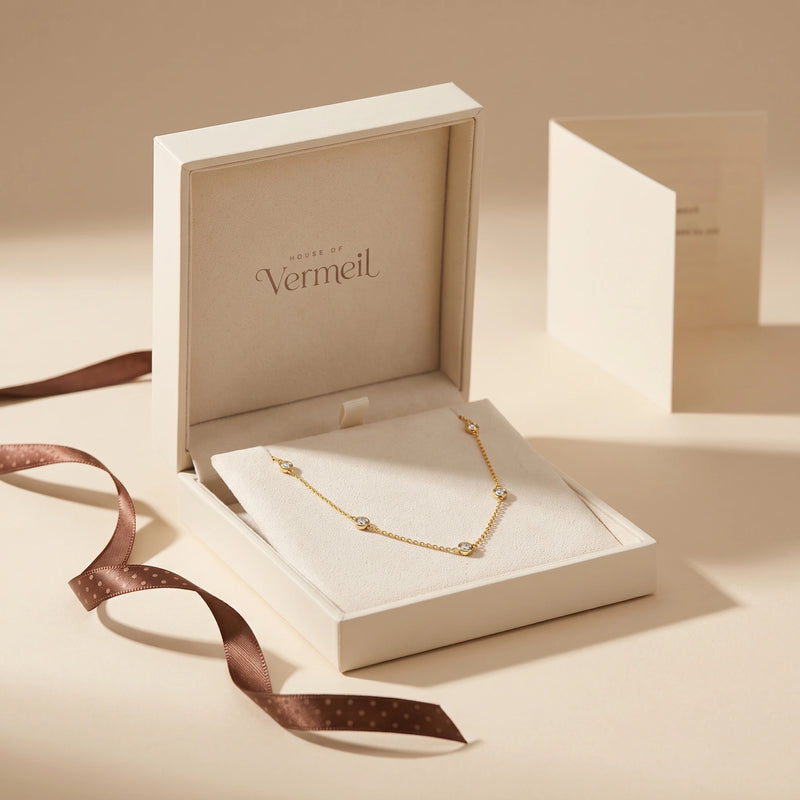 Diamond Station Necklace worn