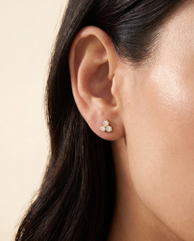 Cluster Clover Studs worn