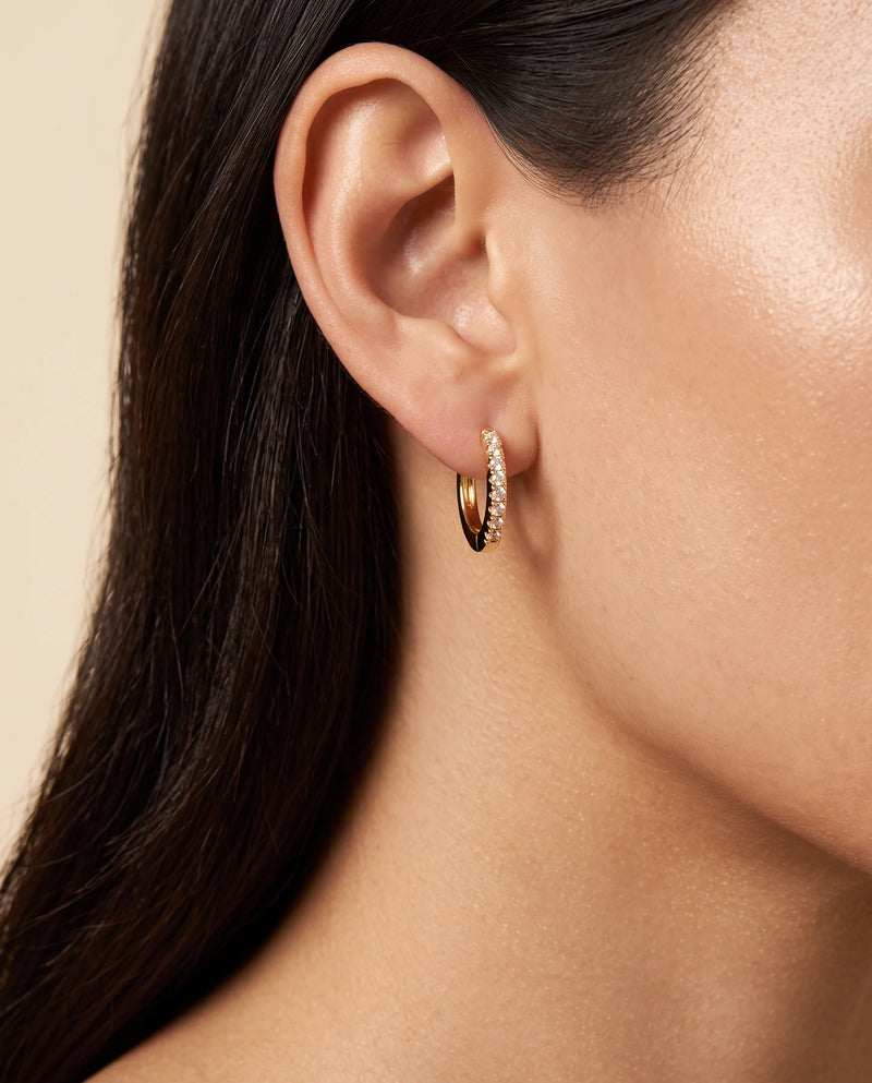 Pavé Huggie Earrings worn